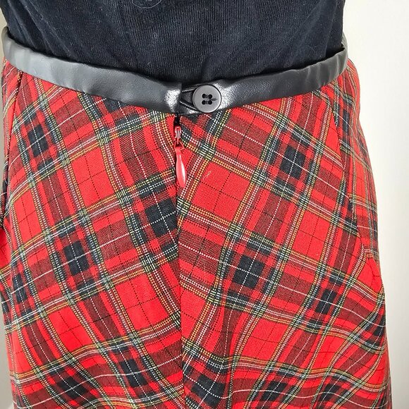 DEBBIE SHUCHAT Red Plaid A-Line Skirt – Size 8 - Picture 8 of 16